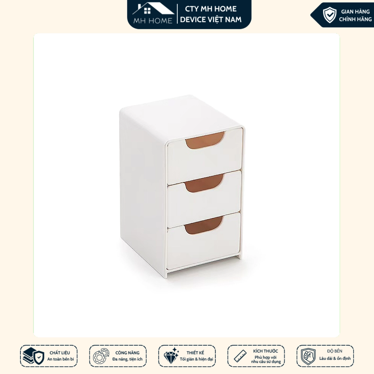 Tủ nhựa mini 3 tầng cao cấp – Đựng đồ trang điểm, phụ kiện, văn phòng phẩm